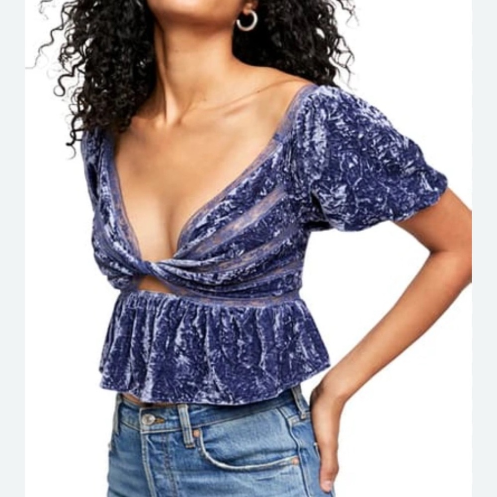 NWT-Free people TRULY YOURS velvet peplum Top
